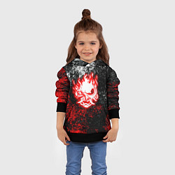 Толстовка-худи детская Cyberpunk брызги красок, цвет: 3D-черный — фото 2