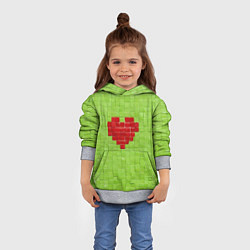 Толстовка-худи детская Мелкая салатовая плитка сердце, цвет: 3D-меланж — фото 2