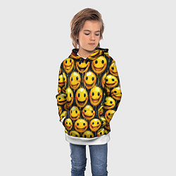 Толстовка-худи детская Смайлы краской с потеками, цвет: 3D-белый — фото 2
