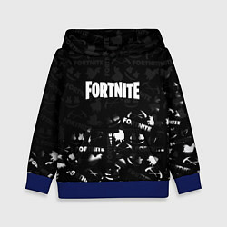 Толстовка-худи детская Fortnite pattern black, цвет: 3D-синий