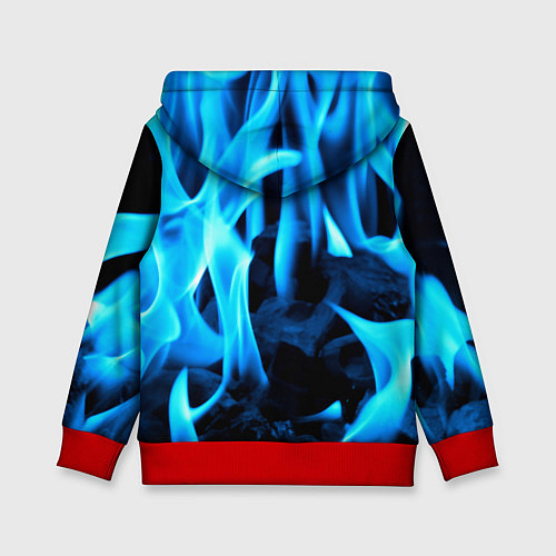 Детская толстовка Синий огонь текстура / 3D-Красный – фото 2