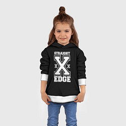 Толстовка-худи детская Straight edge SXE, цвет: 3D-белый — фото 2