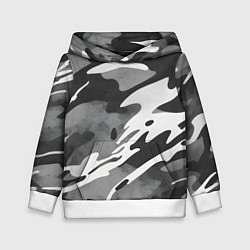 Толстовка-худи детская Черно белый камуфляж, цвет: 3D-белый