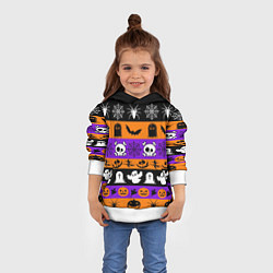 Толстовка-худи детская Монстры на хэллоуин, цвет: 3D-белый — фото 2