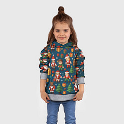 Толстовка-худи детская Mintrcraft pattern новый год, цвет: 3D-меланж — фото 2