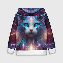 Детская толстовка Fantastic blue-eyed neon kitten