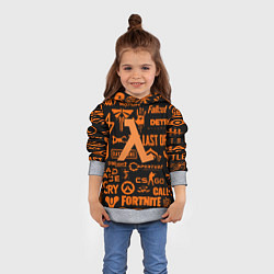 Толстовка-худи детская Half-life pattern game, цвет: 3D-меланж — фото 2