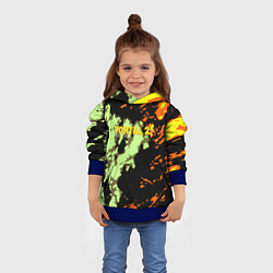 Толстовка-худи детская Portal огненные краски текстура, цвет: 3D-синий — фото 2