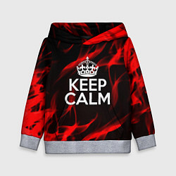 Толстовка-худи детская Keep calm flame red, цвет: 3D-меланж