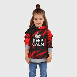 Толстовка-худи детская Keep calm flame red, цвет: 3D-меланж — фото 2