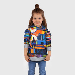 Толстовка-худи детская Ночная прогулка абстракция, цвет: 3D-меланж — фото 2