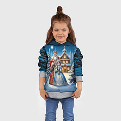 Толстовка-худи детская Дед Мороз и Снегурочка, цвет: 3D-меланж — фото 2