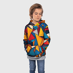 Толстовка-худи детская Разноцветные треугольники, цвет: 3D-меланж — фото 2