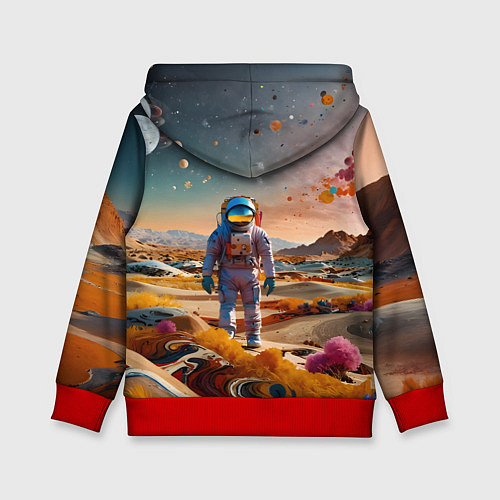Детская толстовка Космонавт на красочной планете / 3D-Красный – фото 2