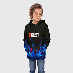 Толстовка-худи детская Rust neon flame, цвет: 3D-синий — фото 2