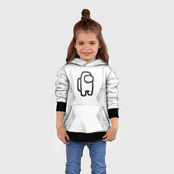 Толстовка-худи детская Among Us white poly, цвет: 3D-черный — фото 2