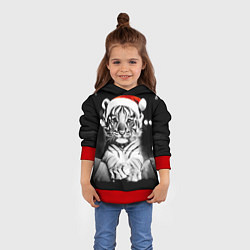 Толстовка-худи детская Милый тигрёнок на Рождество, цвет: 3D-красный — фото 2