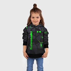 Толстовка-худи детская Kawasaki - плиты с эффектом свечения, цвет: 3D-черный — фото 2
