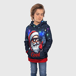 Толстовка-худи детская Cool Santa in glasses, цвет: 3D-красный — фото 2