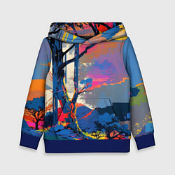 Толстовка-худи детская Природа абстракция, цвет: 3D-синий