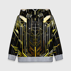 Толстовка-худи детская Gold lines on a black background, цвет: 3D-меланж