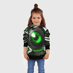 Толстовка-худи детская Зелёная сфера киберпанк, цвет: 3D-черный — фото 2