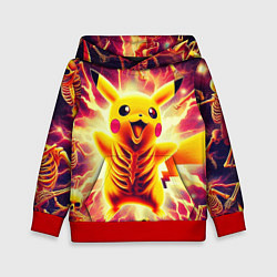 Детская толстовка Огненный Пикачу среди скелетов - нейроарт