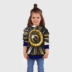 Толстовка-худи детская Чёрно-жёлтая сфера киберпанк, цвет: 3D-синий — фото 2
