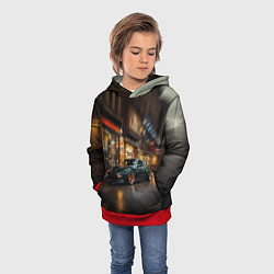 Толстовка-худи детская Спорткар с оранжевыми десками, цвет: 3D-красный — фото 2