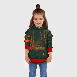 Толстовка-худи детская Спорткар в оранжево-зелёных тенях, цвет: 3D-красный — фото 2