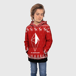 Толстовка-худи детская Новогодний No Mans Sky с оленями, цвет: 3D-черный — фото 2