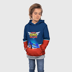 Толстовка-худи детская Hedgehog - Sonic racing team, цвет: 3D-меланж — фото 2