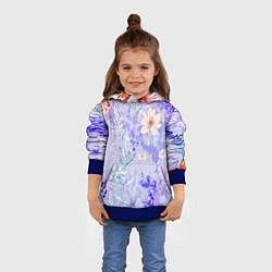 Толстовка-худи детская Растения на розовом фоне, цвет: 3D-синий — фото 2
