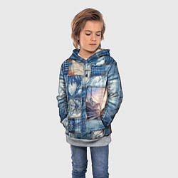 Толстовка-худи детская Пэчворк с мотивами аниме, цвет: 3D-меланж — фото 2