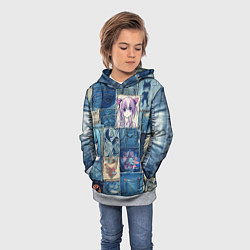 Толстовка-худи детская Пэчворк с аниме персонажами, цвет: 3D-меланж — фото 2