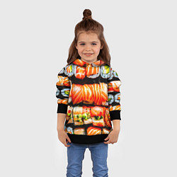 Толстовка-худи детская Сет роллов, цвет: 3D-черный — фото 2