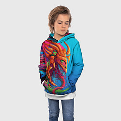 Толстовка-худи детская Скоростной зверь монстр, цвет: 3D-белый — фото 2