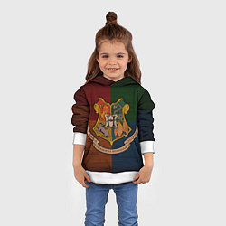 Толстовка-худи детская Hogwarts emblem, цвет: 3D-белый — фото 2