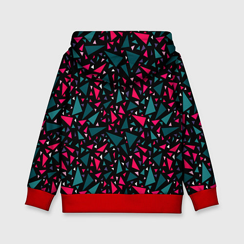 Детская толстовка Синие красные треугольники на черном фоне / 3D-Красный – фото 2