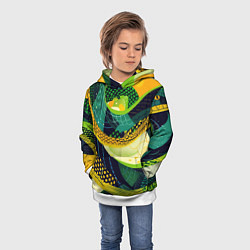 Толстовка-худи детская Змеиный паттерн, цвет: 3D-белый — фото 2