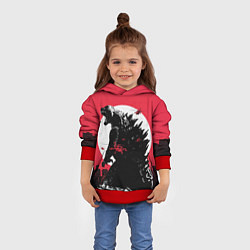 Толстовка-худи детская Godzilla destroys the city, цвет: 3D-красный — фото 2
