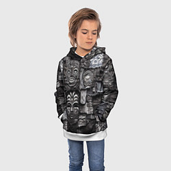 Толстовка-худи детская Пэчворк с африканскими масками, цвет: 3D-белый — фото 2