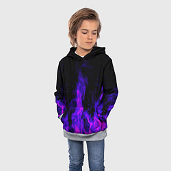 Толстовка-худи детская Неоновый огонь на черном фоне, цвет: 3D-меланж — фото 2