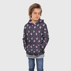 Толстовка-худи детская Голуби и семечки на темном, цвет: 3D-меланж — фото 2