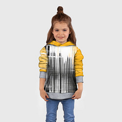 Толстовка-худи детская Жёлто-чёрный гранж на белом фоне, цвет: 3D-меланж — фото 2