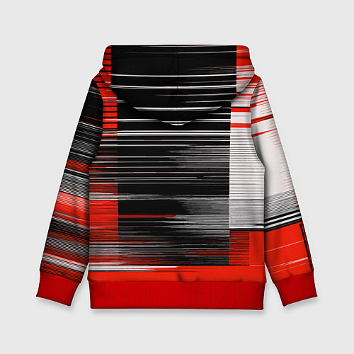 Детская толстовка Белые вертикальные полосы на чёрно-красном фоне / 3D-Красный – фото 2