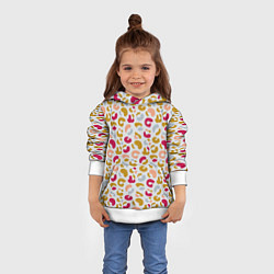 Толстовка-худи детская Разноцветный леопардовый узор, цвет: 3D-белый — фото 2