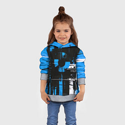 Толстовка-худи детская Сине-белый гранж на чёрном фоне, цвет: 3D-меланж — фото 2