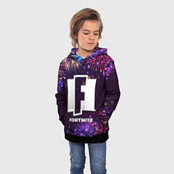 Толстовка-худи детская Праздничный Fortnite, цвет: 3D-черный — фото 2