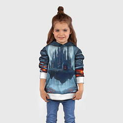 Толстовка-худи детская Замок Дракулы и неоновые грибы - нейроарт фантазия, цвет: 3D-белый — фото 2